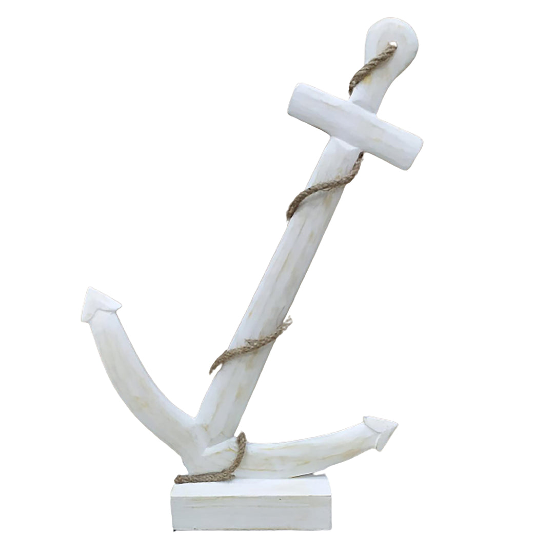 21"H WOODEN ANCHOR, WHITE