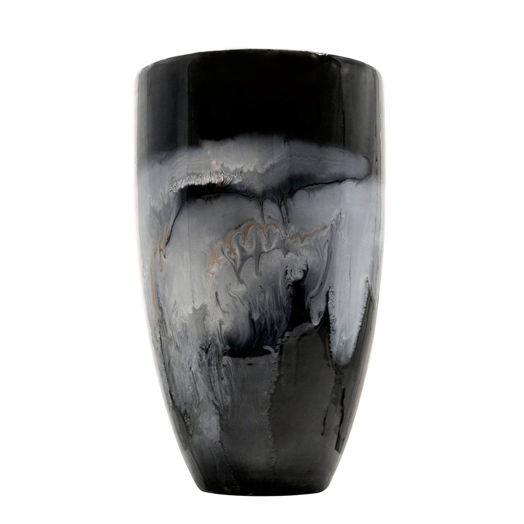 16"H GLASS VASE, BLACK