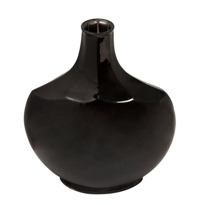 15"H GLASS VASE, BLACK