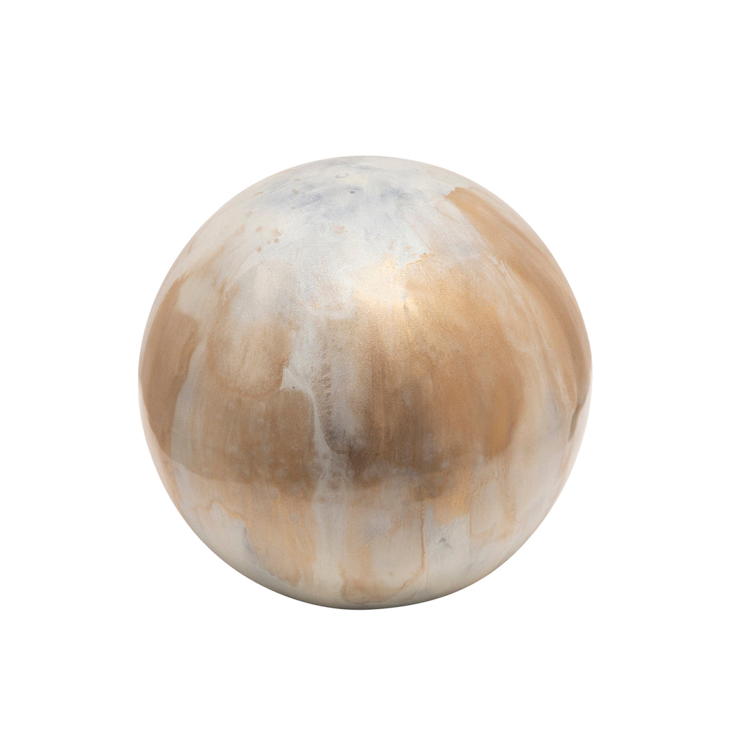 S/3 Metal Orbs, Cream