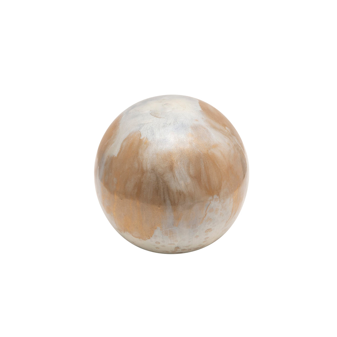 S/3 Metal Orbs, Cream