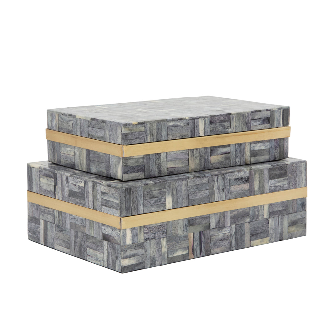 S/2 RECTANGULAR BOX, GRAY