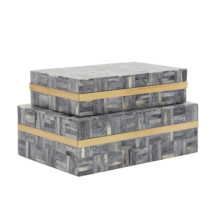 S/2 RECTANGULAR BOX, GRAY