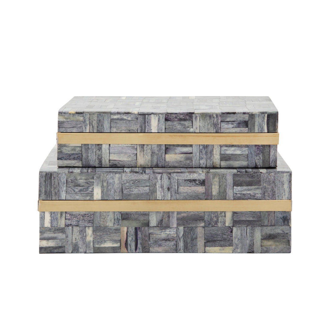 S/2 RECTANGULAR BOX, GRAY