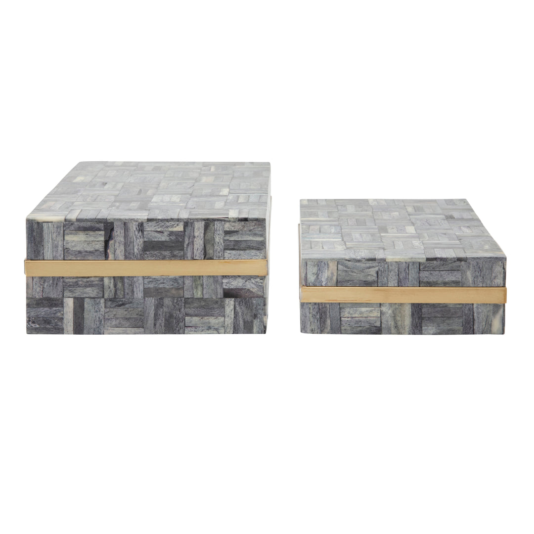 S/2 RECTANGULAR BOX, GRAY