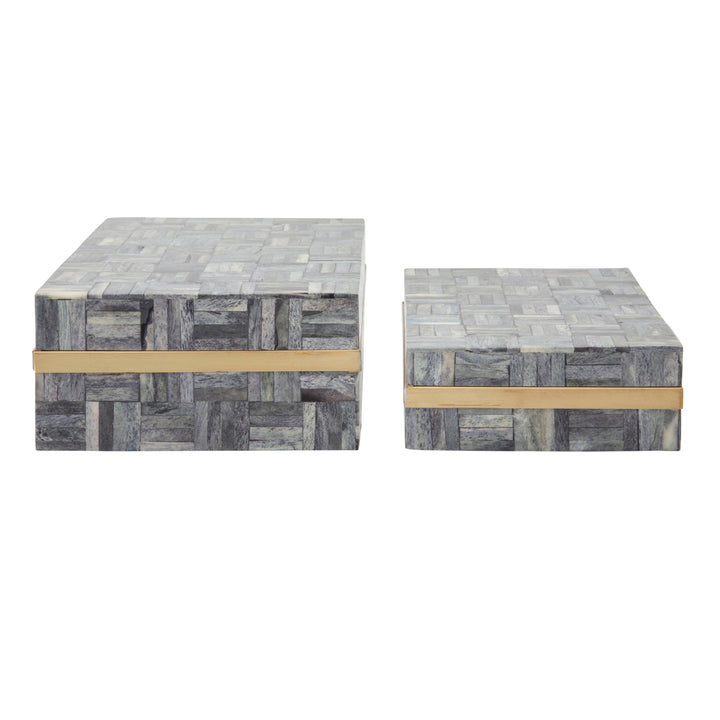 S/2 RECTANGULAR BOX, GRAY