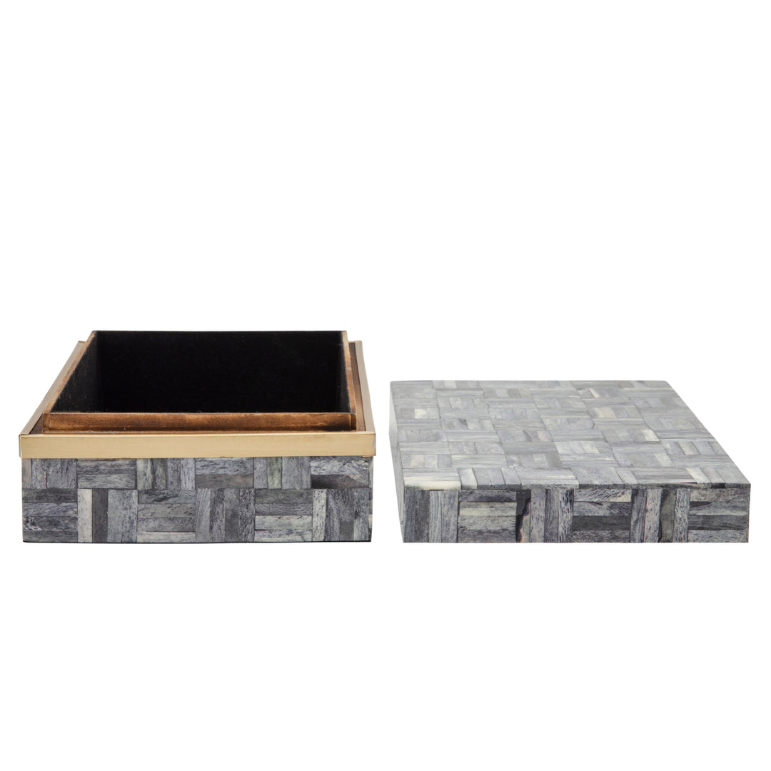 S/2 RECTANGULAR BOX, GRAY