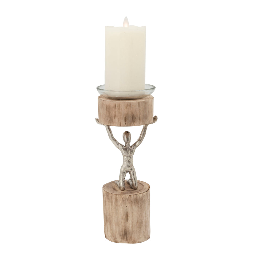 12"H MAN CANDLE HOLDER, BROWN