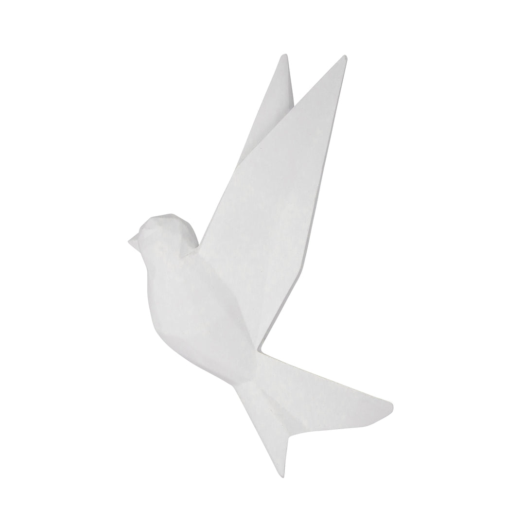 RESIN 8" ORIGAMI BIRD WALL DECOR, WHITE