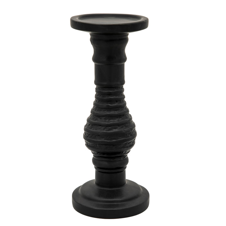 11" Textured Candle Holder, Black