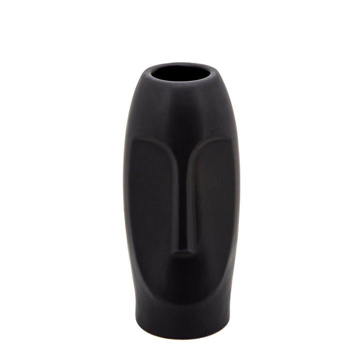 10"H FACE VASE, BLACK