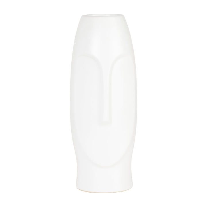 14"H FACE VASE, WHITE