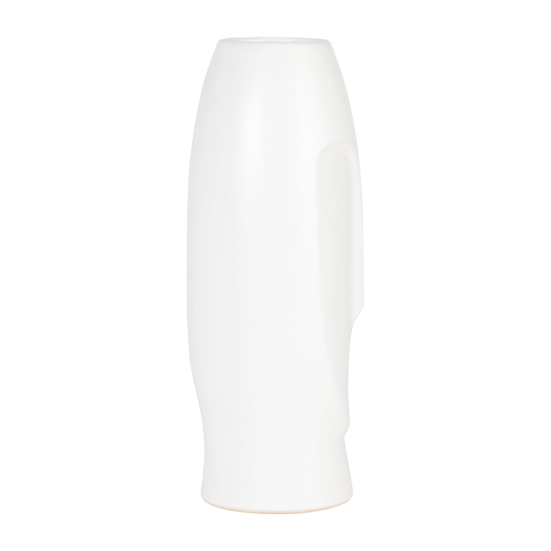 14"H FACE VASE, WHITE