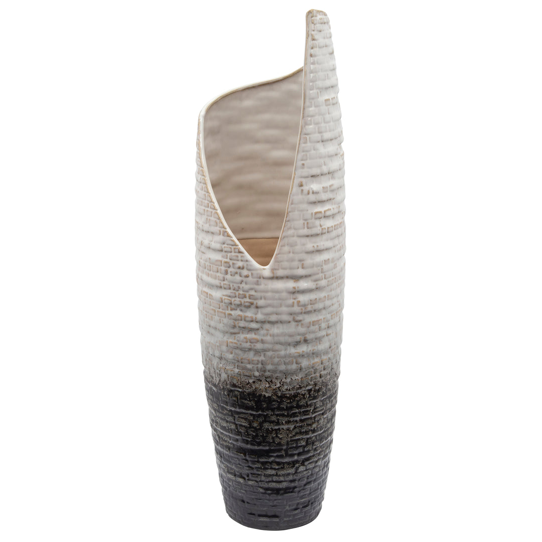 16"H TEARDROP VASE, WHITE