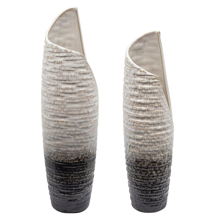 16"H TEARDROP VASE, WHITE