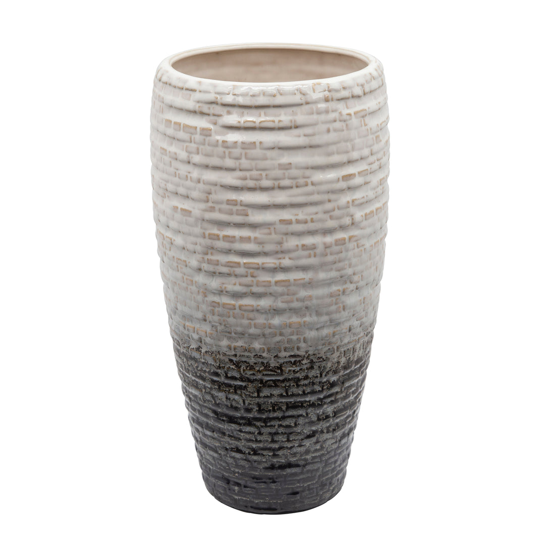 11" TEXTURED VASE, CREAM