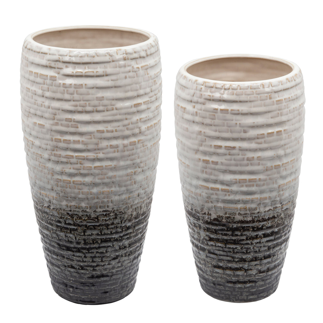 11" TEXTURED VASE, CREAM