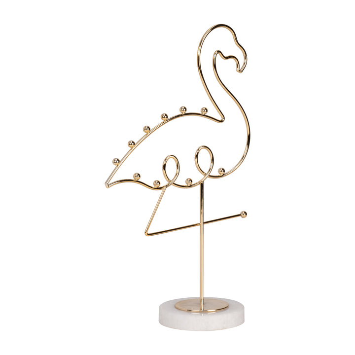 METAL 11" FLAMINGO RACK, GOLD