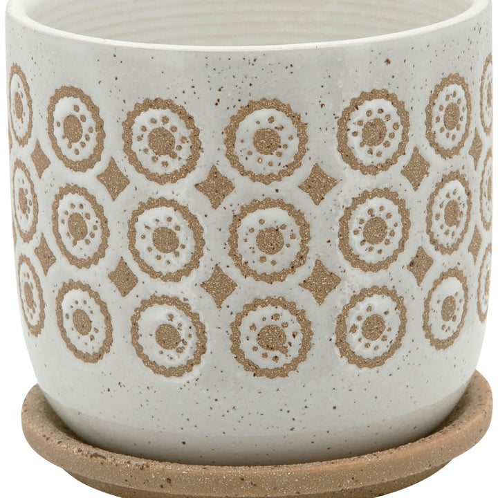 6" CIRCLES PLANTER W/ SAUCER, BEIGE