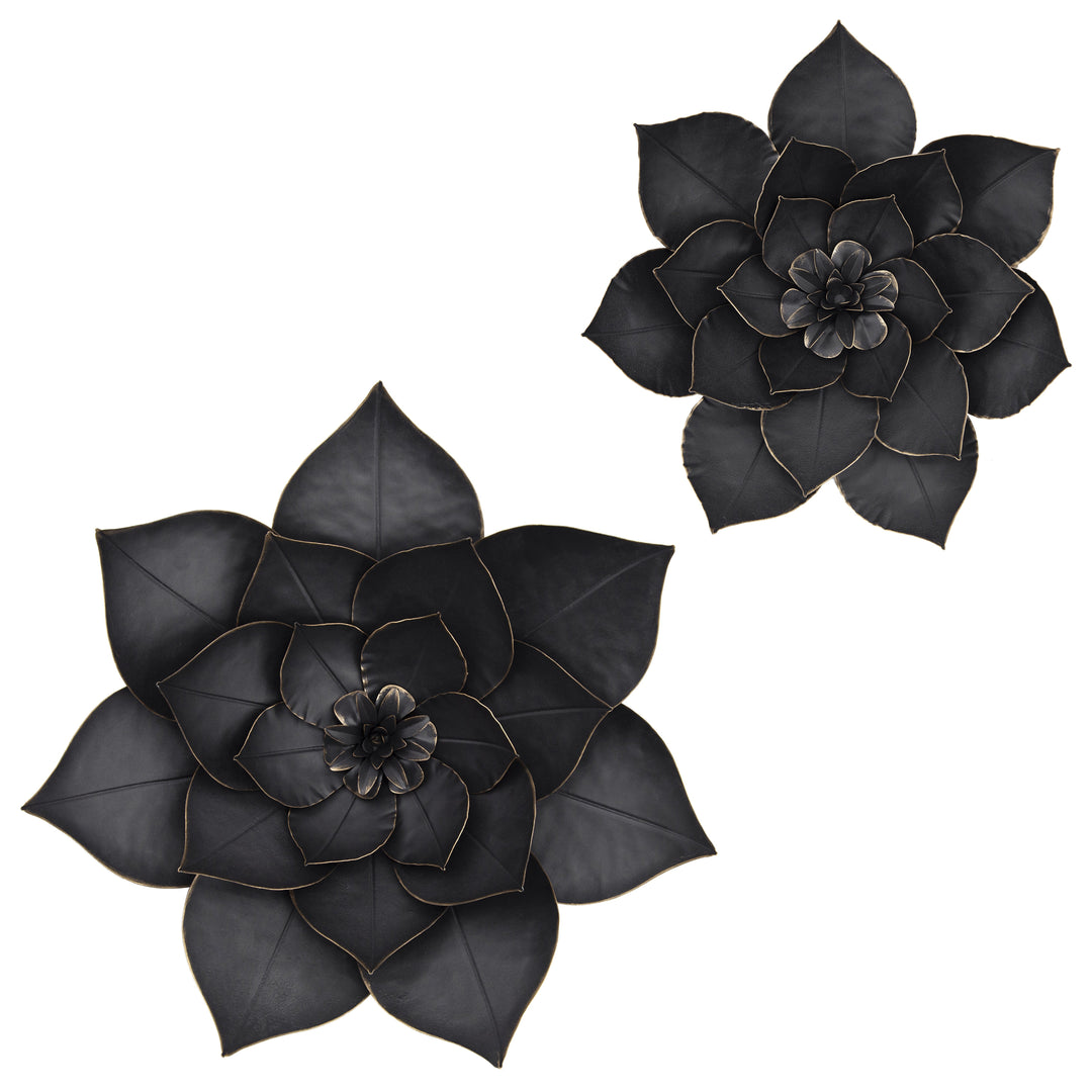 METAL 19" LOTUS WALL DECO, BLACK