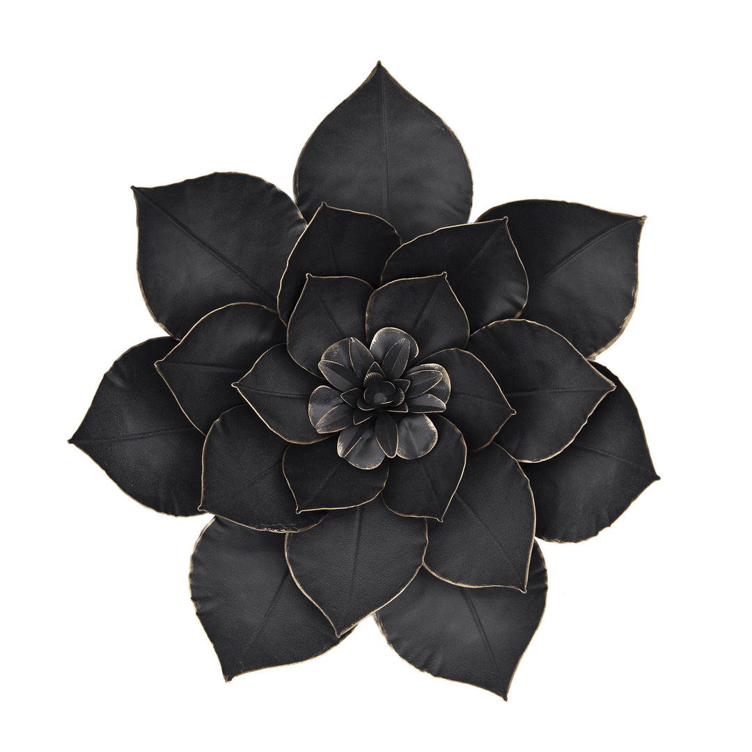 METAL 14" LOTUS WALL DECO, BLACK