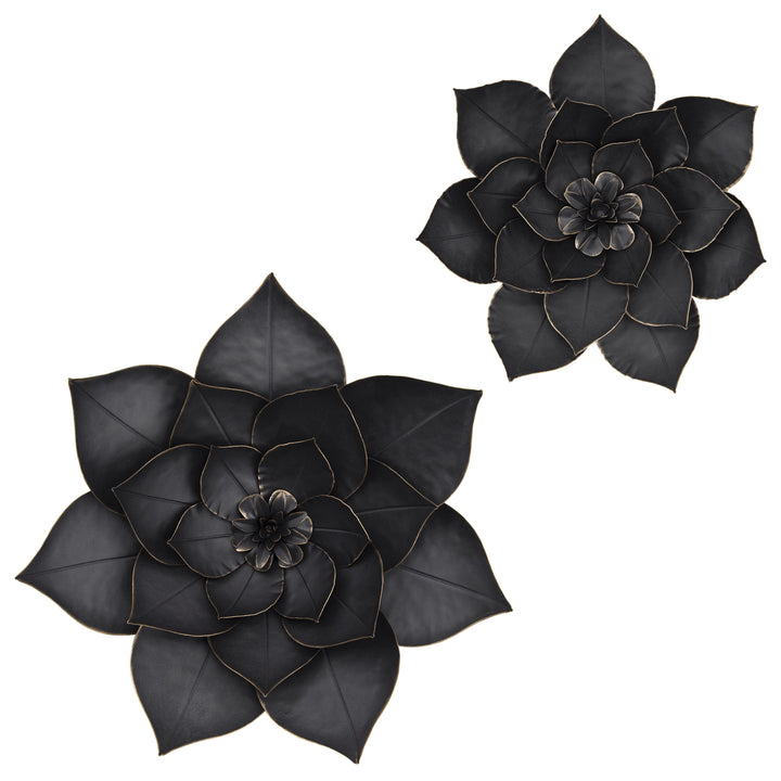 METAL 14" LOTUS WALL DECO, BLACK