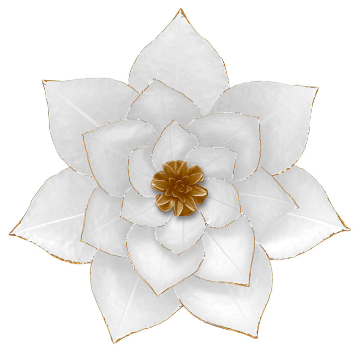 METAL 19" LOTUS WALL DECO, WHITE/GOLD