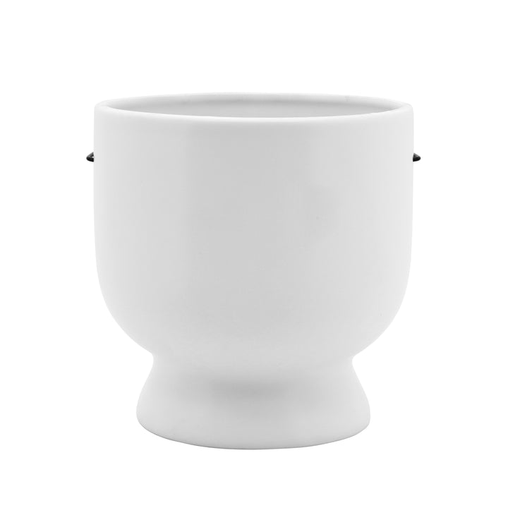 6"H FACE W/GLASSES PLANTER, WHITE