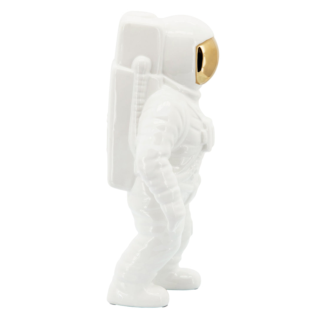 11" ASTRONAUT STATUETTE, WHITE/GOLD