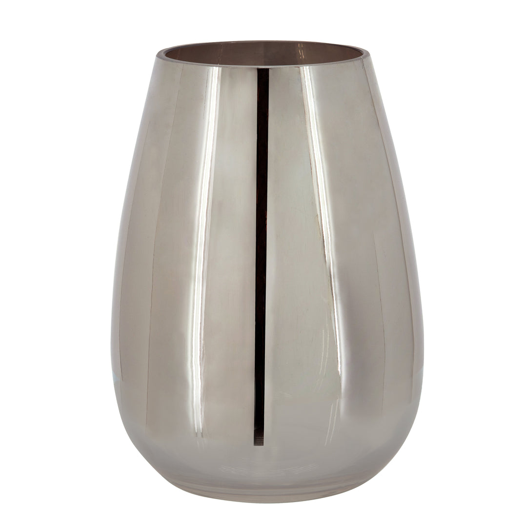 GLASS 8"H METALLIC VASE, SILVER