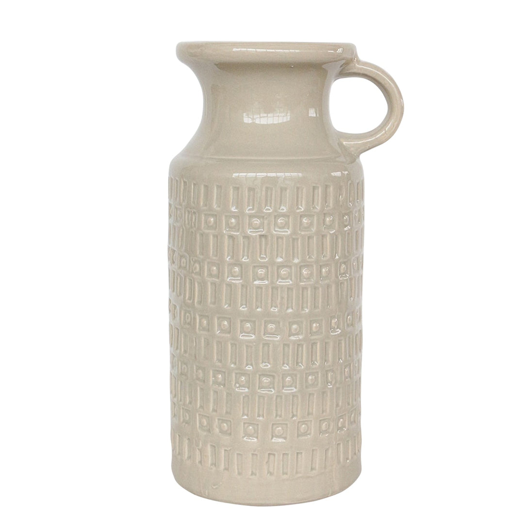 CER, 13"H PITCHER, GRAY