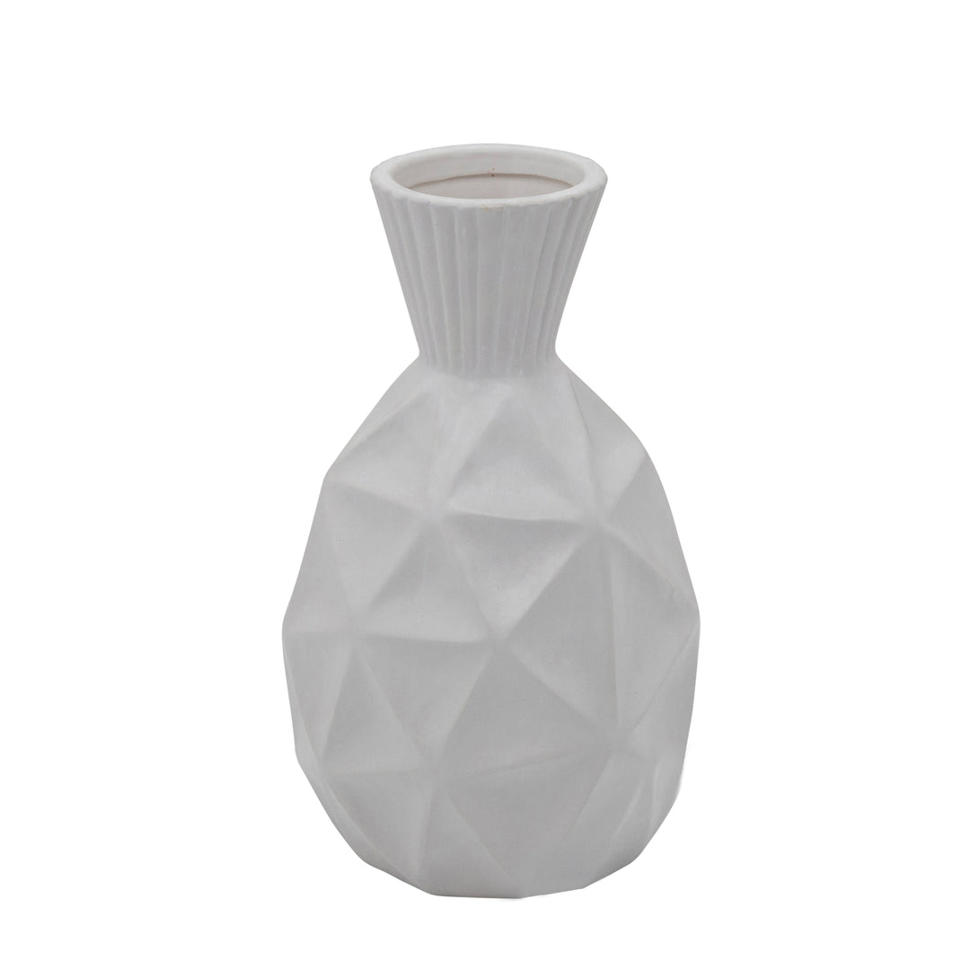 11"H TEXTURED OLPE VASE, WHITE