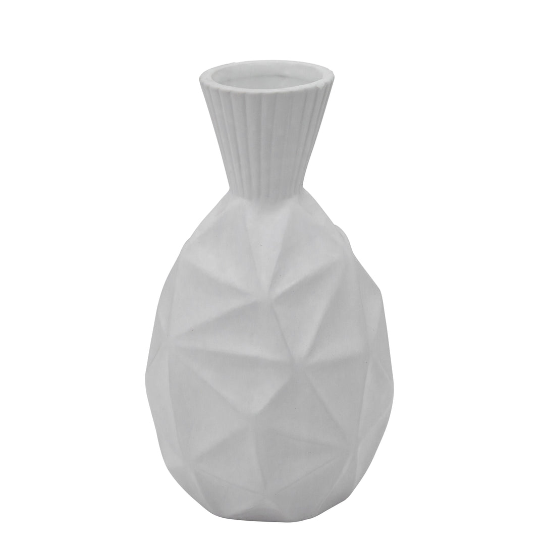 13"H TEXTURED OLPE VASE, WHITE