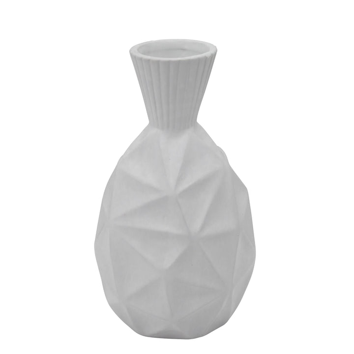 13"H TEXTURED OLPE VASE, WHITE