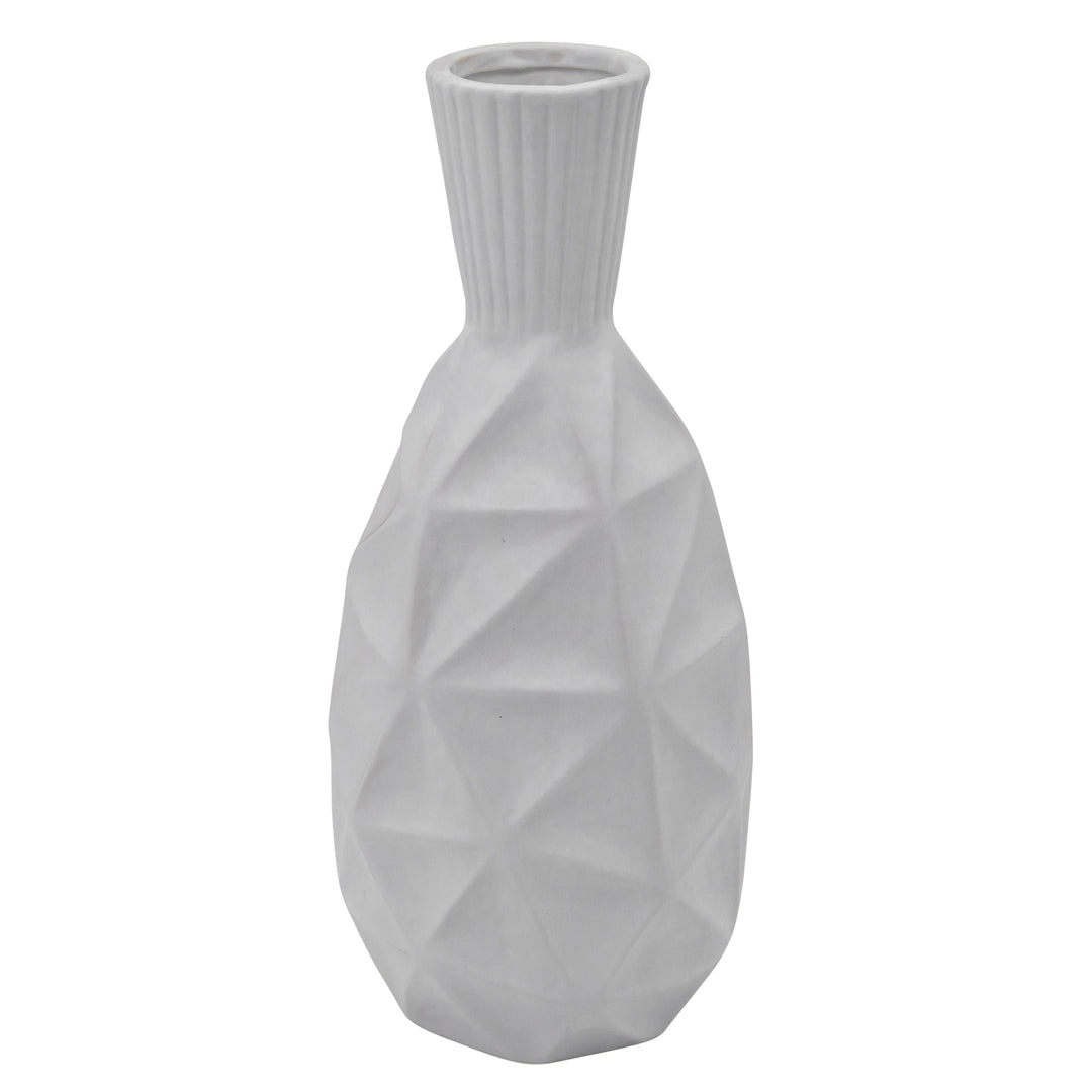 16"H TEXTURED OLPE VASE, WHITE
