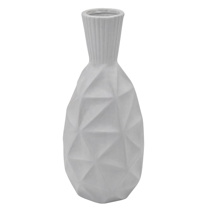 16"H TEXTURED OLPE VASE, WHITE
