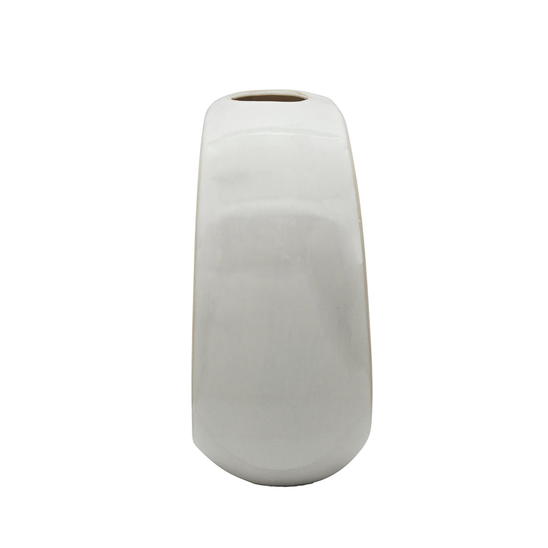 11"H OVAL VASE, WHITE