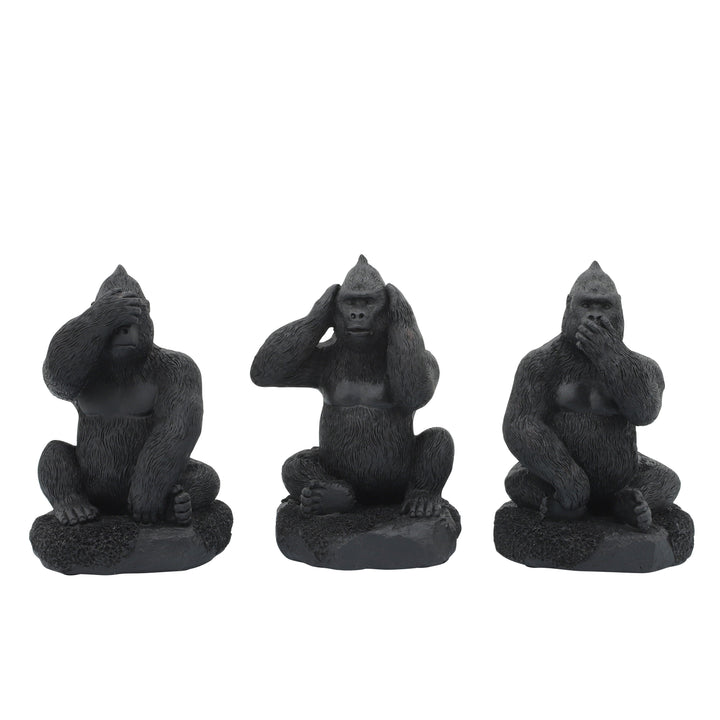 RESIN, S/3 HEAR, SPEAK, SEE NO EVIL MONKEYS, BLACK