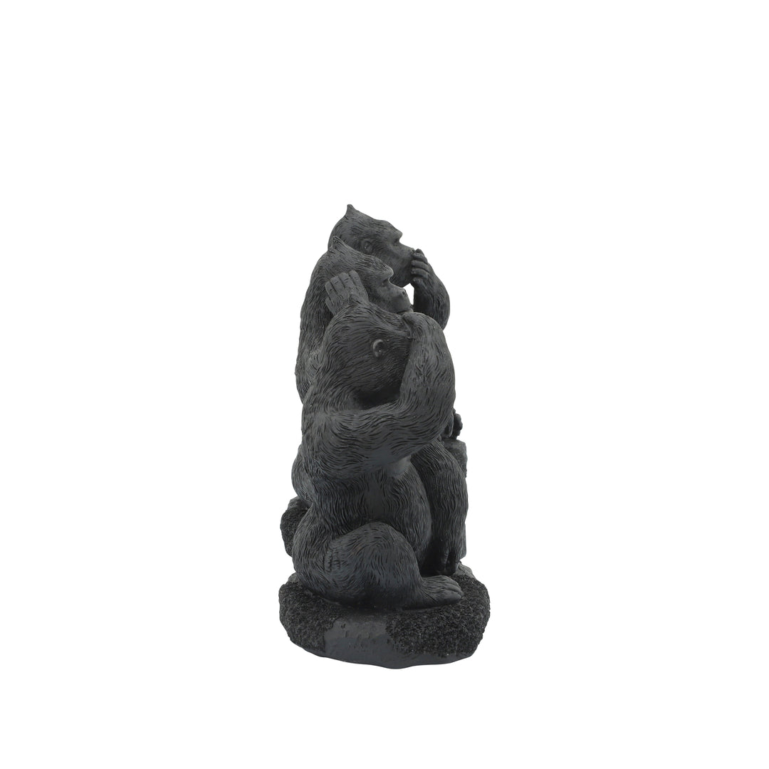 RESIN, S/3 HEAR, SPEAK, SEE NO EVIL MONKEYS, BLACK