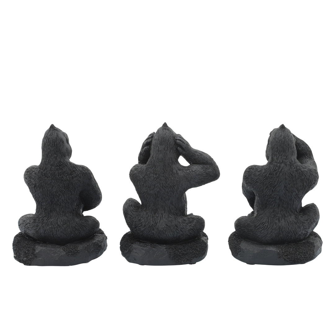 RESIN, S/3 HEAR, SPEAK, SEE NO EVIL MONKEYS, BLACK