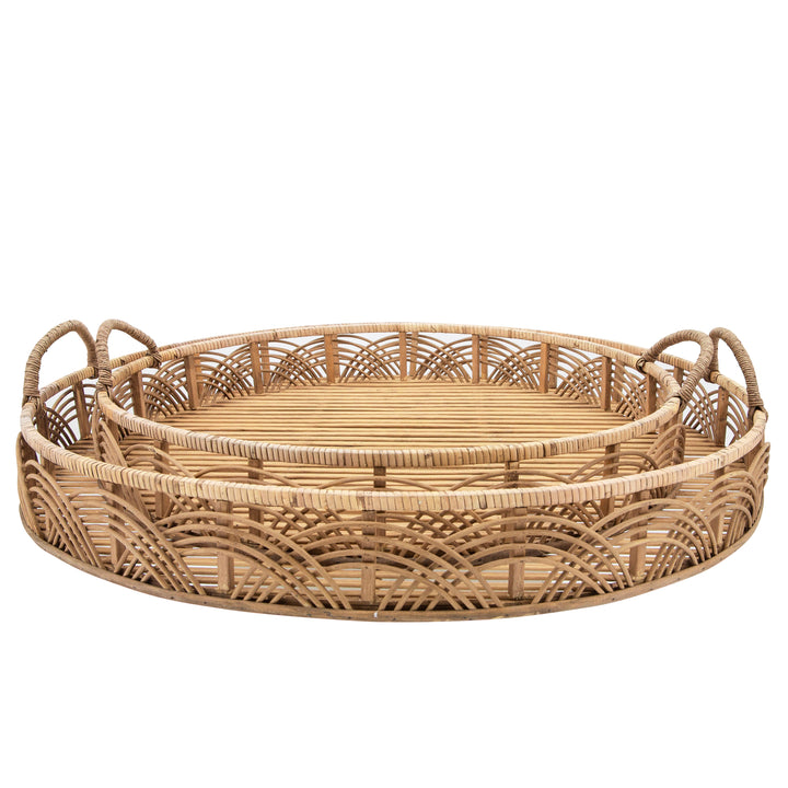 S/2 BAMBOO 24/30" ROUND TRAYS, NATURAL