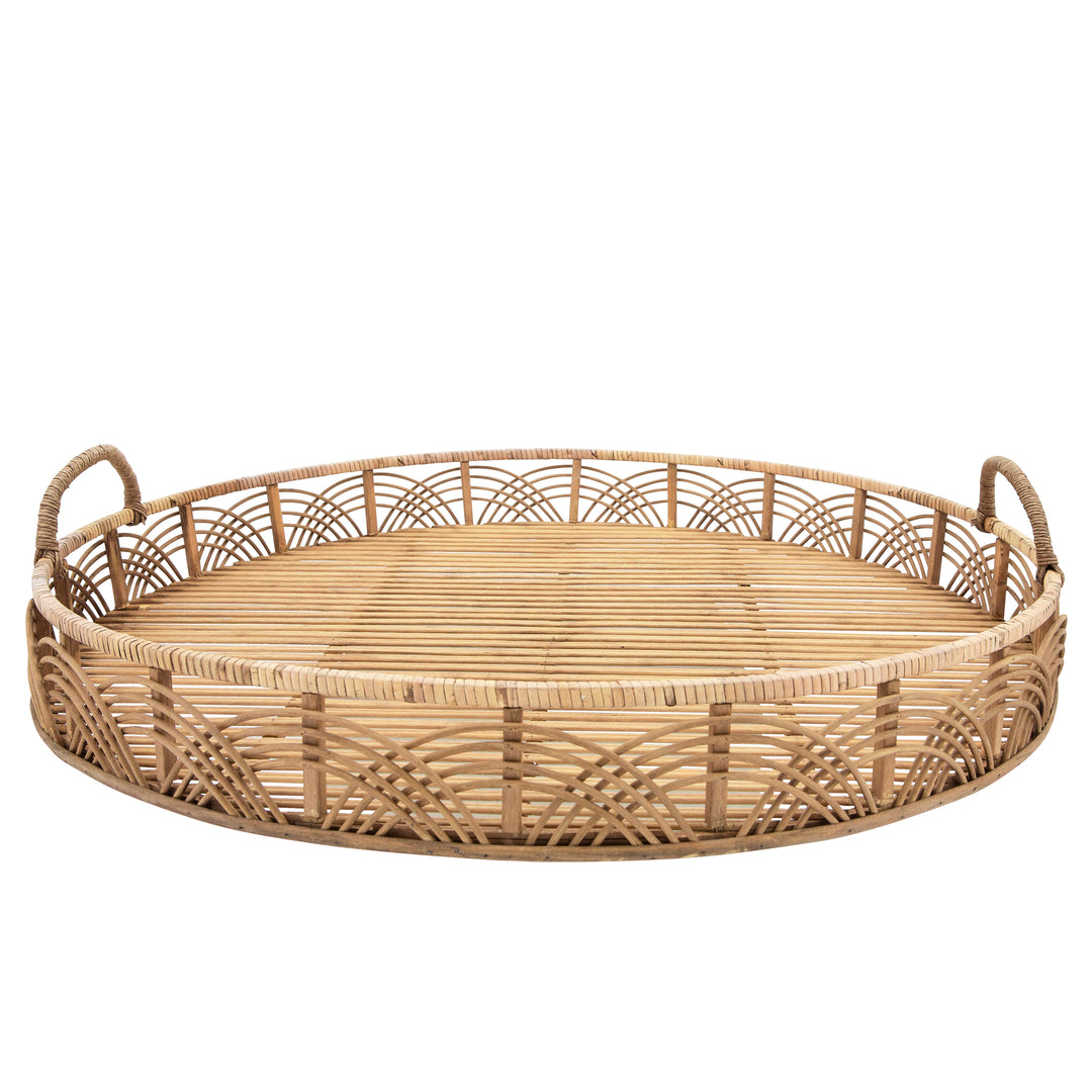 S/2 BAMBOO 24/30" ROUND TRAYS, NATURAL