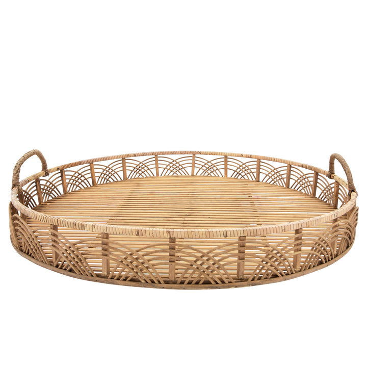 S/2 BAMBOO 24/30" ROUND TRAYS, NATURAL