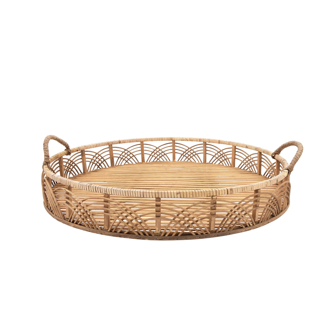 S/2 BAMBOO 24/30" ROUND TRAYS, NATURAL