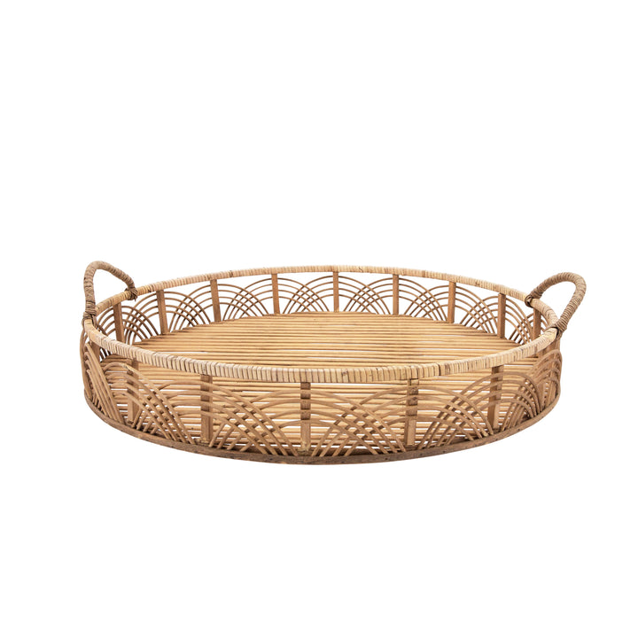 S/2 BAMBOO 24/30" ROUND TRAYS, NATURAL
