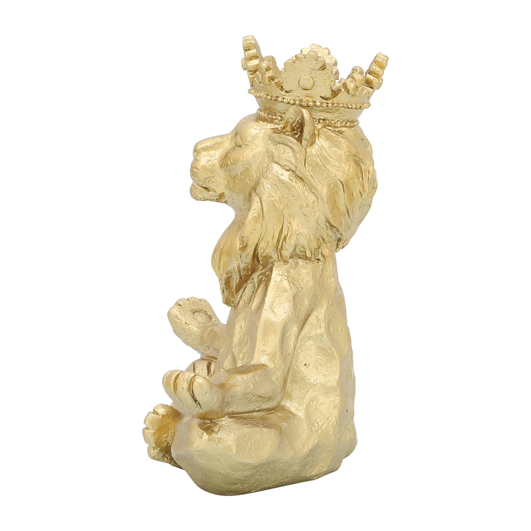 RESIN 7" YOGA LIONW/CROWN, GOLD