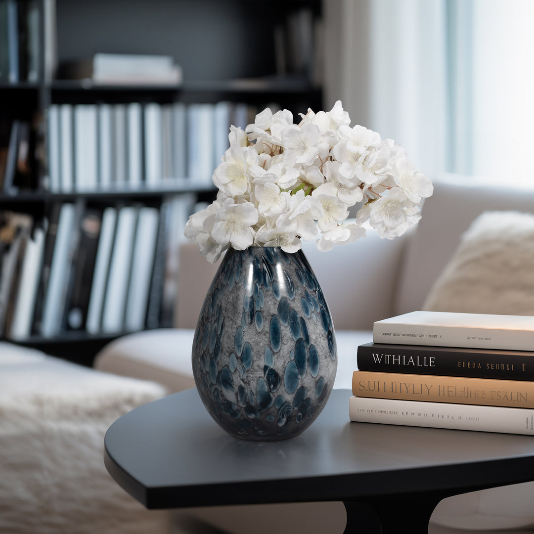 8" AMALDA SMALL BLUE GLASS VASE