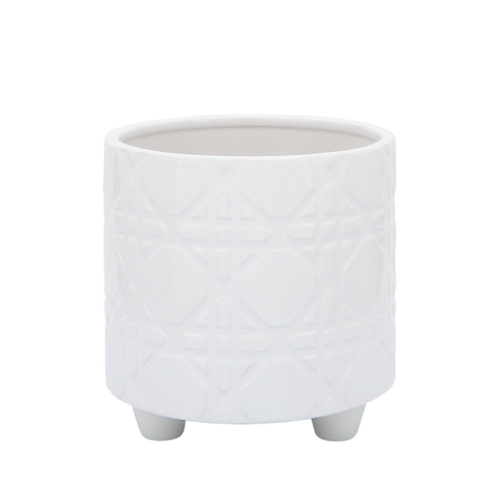 S/2 HEXAGON FOOTED PLANTERS 6/8", WHITE