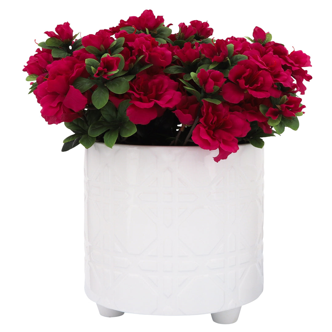 S/2 HEXAGON FOOTED PLANTERS 6/8", WHITE