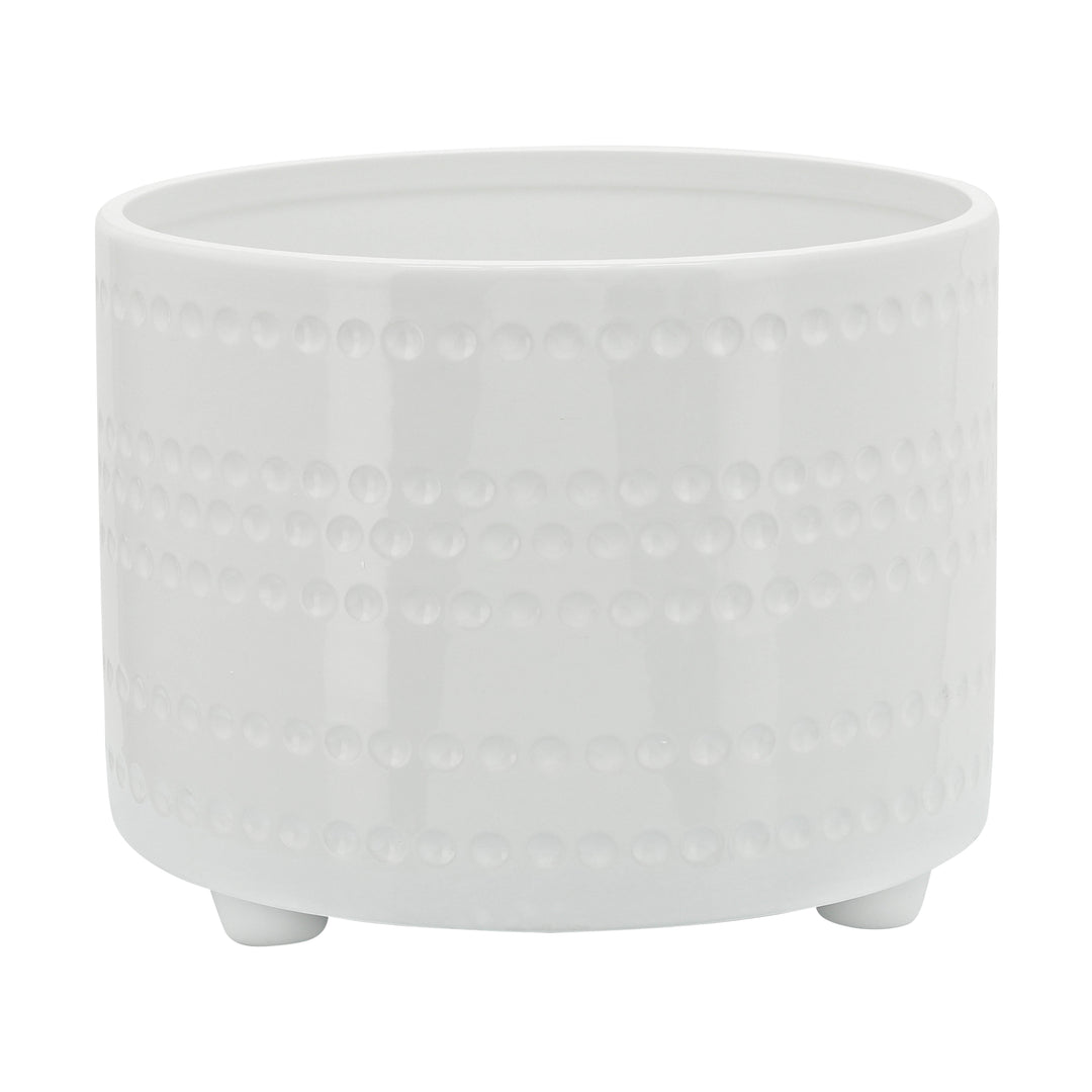 S/2 DOTTED FOOTED PLANTERS 10/12" , WHITE